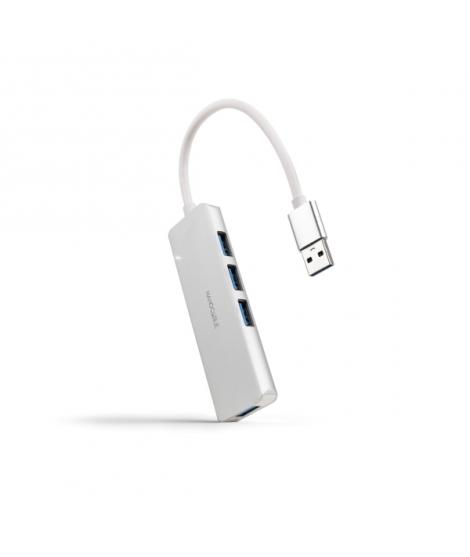 Nanocable Hub USB 3.0 4xUSB3.0. USB-A/M-USB 3.0/H - Aluminio - 18cm - Color Gris