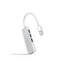 Nanocable Hub USB 3.0 4xUSB3.0. USB-A/M-USB 3.0/H - Aluminio - 18cm - Color Gris