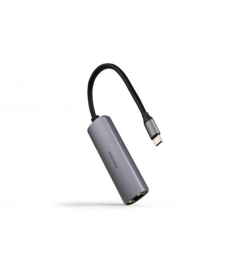 Nanocable Adaptador de Red USB-C a Ethernet Gigabit 10/100/1000 Mbps - USB-C 100W - Aluminio - 18cm - Color Gris