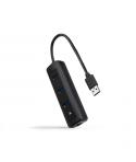 Nanocable Adaptador de Red USB 3.0 a Ethernet Gigabit 10/100/1000 Mbps - Hub 3xUSB-A 3.0 - 15cm - Color Negro