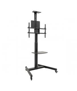 Tooq Cometa Soporte de Suelo para TV de 37 a 70" - Bandeja Multiusos - Peso Max. 50kg - Altura, Inclinacion y Rotacion Ajustable