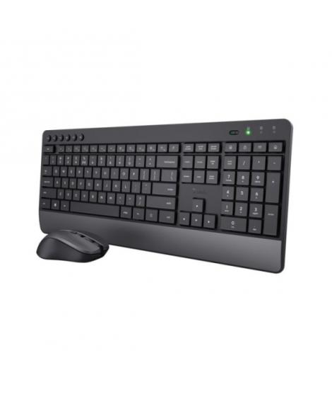 Trust Trezo Pack Teclado + Raton Inalambrico - Teclas Silenciosas - Fabricado con Material Reciclado - Color Negro
