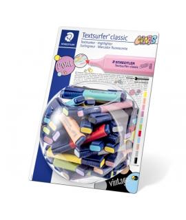Staedtler Textsurfer Classic 364 Expositor de 100 Marcadores Fluorescentes - Punta Biselada 1 - 5 mm Aprox - Secado Rapido - Col