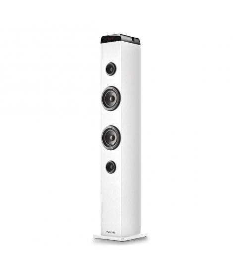 NGS Sky Charm Pro Torre de Sonido Bluetooth 50W - USB, Radio FM, Aux In y Entrada Optica - Funcion Broadcasting - Madera de Alta