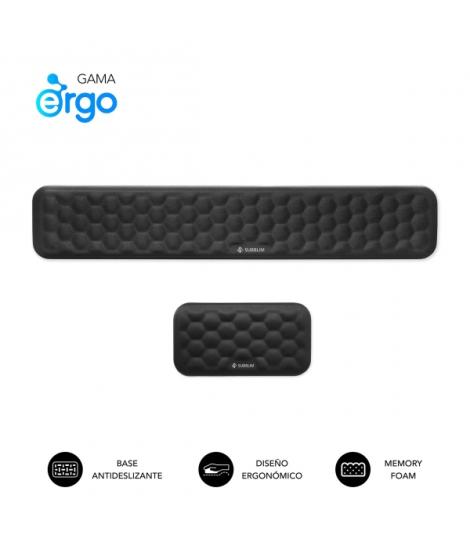 Subblim Pack Ergo Airpadding Reposamuñecas para Teclado y Raton - Espuma Viscoelastica 65D - Tejido AirMesh Transpirable - Base 