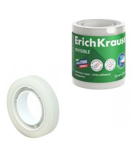 ErichKrause Pack de 4 Cintas Adhesivas Invisibles 12mmx20m - Superficie Mate - Apta para Escribir Encima - Transparente