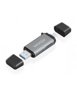 Aisens Lector de Tarjetas USB-A y USB-C 3.1 Gen1 - Compatible con SD, Micro SD, MMC, RS-MMC, MMC Micro - Color Gris