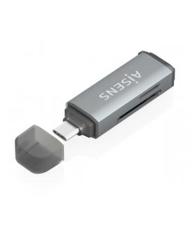 Aisens Lector de Tarjetas USB-C 3.1 Gen1 - Compatible con SD, Micro SD, MMC, RS-MMC, MMC Micro - Color Gris