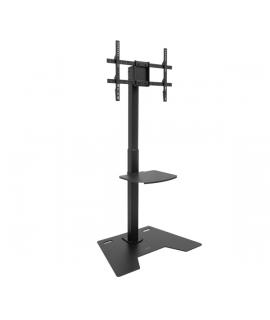 Tooq Minos Soporte de Suelo para Pantallas de 37-70" - Bandeja Inferior Multiusos - Altura, Giro y Rotacion Regulables - Gestion
