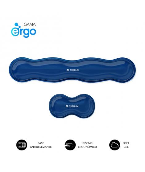 Subblim Pack Ergo Crystal Flex Reposamuñecas para Teclado y Raton - Gel Refrigerante Autoajustable - Diseño Ondulado Ergonomico 