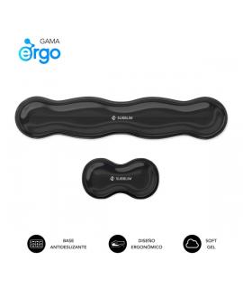 Subblim Pack Ergo Crystal Flex Reposamuñecas para Teclado y Raton - Gel Refrigerante Autoajustable - Diseño Ondulado Ergonomico 