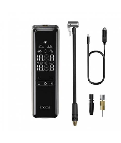 XO CZ017 Inflador de Aire Portatil - Pantalla LCD - 3 Bocas - 12V - Color Negro