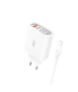 XO L100 Pack Cargador de Corriente 18W - 4x USB-A - Proteccion Intelifente + Cable USB-A a MicroUSB 2.4A