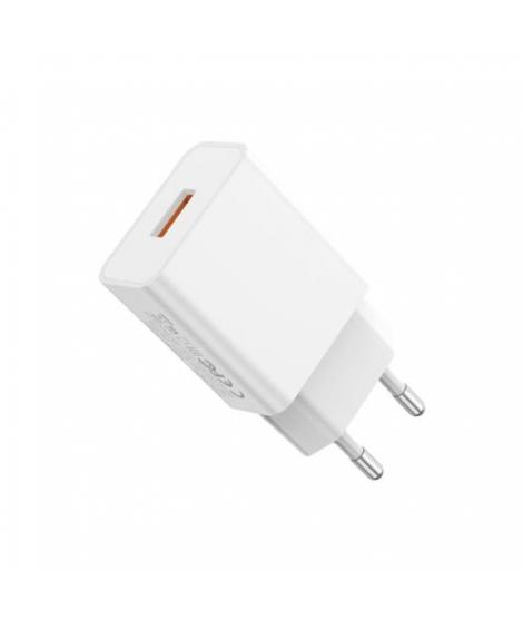 XO L127TC Cargador de Pared 18W - USB-A - Cable USB-A a USB-C 1m - Color Blanco