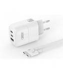 XO XOL139 Cargador Universal de Pared 65W - Carga Rapida - 2x USB-C, 1x USB-A - Cable USB-C - Color Blanco