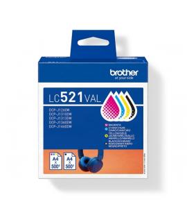 Brother LC521VAL Pack de 4 Cartuchos de Tinta Original (BK/C/M/Y) - LC521VAL