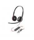 Plantronics/Poly Blackwire 3220 USB-C Auriculares con Microfono - Almohadillas Acolchadas - Controles en Cable - Adaptador USB-A
