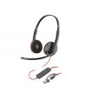 Plantronics/Poly Blackwire 3220 USB-C Auriculares con Microfono - Almohadillas Acolchadas - Controles en Cable - Adaptador USB-A