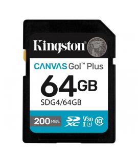Kingston Tarjeta SDXC 64GB UHS-I U3 V30 Clase 10 200MB/s Canvas Go Plus