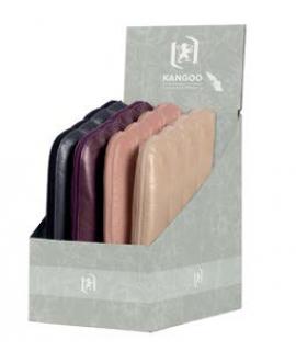 Oxford Kangoo Expositor con 16 Estuches Kangoo Piel - Fabricados en Piel 100% - Goma Kangoo para Acoplar al Cuaderno - 4 Colores