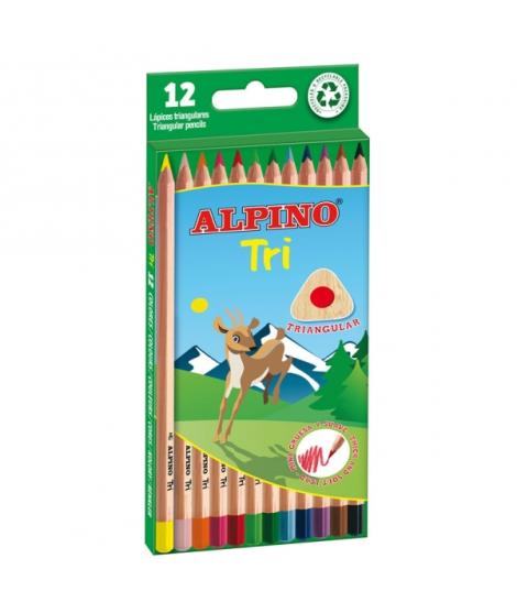 Alpino Tri Pack de 12 Lapices de Colores Triangulares - Mina de 3.3mm - Colores Surtidos
