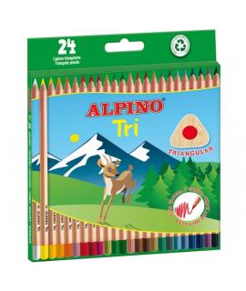 Alpino Tri Pack de 24 Lapices de Colores Triangulares - Mina de 3.3mm - Colores Surtidos
