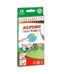 Alpino Skin Tones Pack de 12 Lapices de Colores Hexagonales - Mina de 3mm - Resistente a la Rotura - Bandeja Extraible - Colores