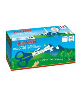 Alpino Tijera Escolar para Zurdos 13cm - Acero Inoxidable - Punta Roma - Colores Surtidos