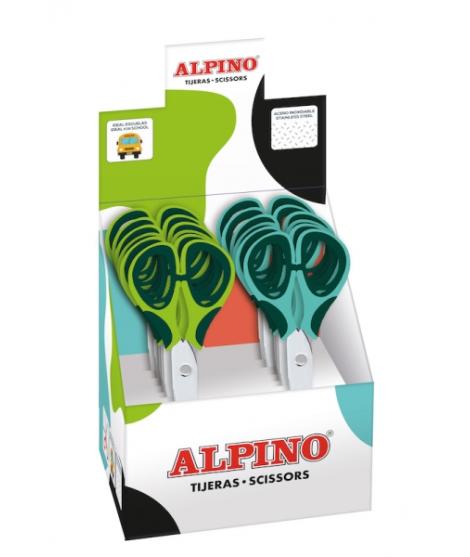 Alpino Colorfull Tijera Escolar 13cm - Acero Inoxidable - Punta Roma - Colores Surtidos