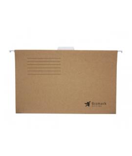 Bismark Pack de 3 Carpetas Colgantes Tamaño Folio Prolongado - Fabricadas en Kraft Marron de 230gr - Varilla de Aluminio