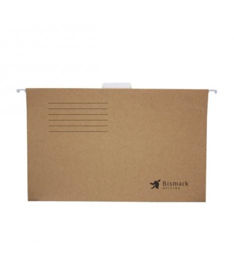 Bismark Pack de 3 Carpetas Colgantes Tamaño Folio Prolongado - Fabricadas en Kraft Marron de 230gr - Varilla de Aluminio