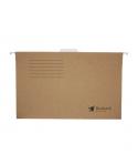 Bismark Pack de 3 Carpetas Colgantes Tamaño Folio Prolongado - Fabricadas en Kraft Marron de 230gr - Varilla de Aluminio