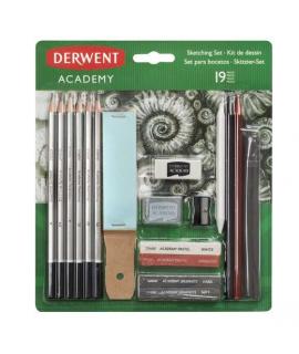 Derwent Academy Sketching Pack de 6 Lapices de Grafito de Durezas Surtidas, 2 Bloques de Grafito, 2 Barras de Dibujo sin Madera,