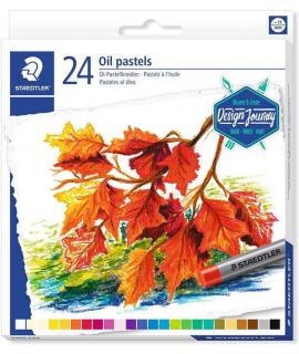 Staedtler Pasteles al Oleo 2420 Pack de 24 Ceras Blandas - Resistencia a la Rotura - Extremadamente Brillantes - Colores Surtido