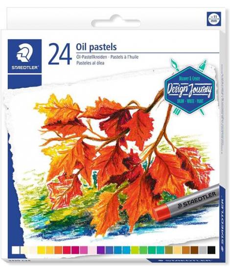 Staedtler Pasteles al Oleo 2420 Pack de 24 Ceras Blandas - Resistencia a la Rotura - Extremadamente Brillantes - Colores Surtido
