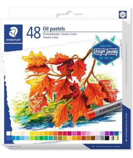 Staedtler Pasteles al Oleo 2420 Pack de 48 Ceras Blandas - Resistencia a la Rotura - Extremadamente Brillantes - Colores Surtido