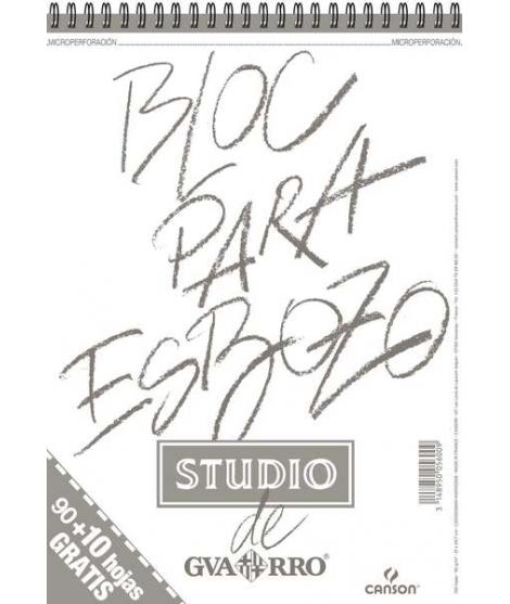 Canson Bloc para Esbozo A4 90+10 Hojas Gratis - Grano Ligero 90gr - Formato Album con Espiral Microperforado - Color Blanco Natu