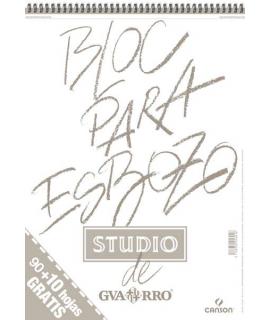 Canson Bloc para Esbozo A3 90+10 Hojas Gratis - Grano Ligero 90gr - Formato Album con Espiral Microperforado - Color Blanco Natu