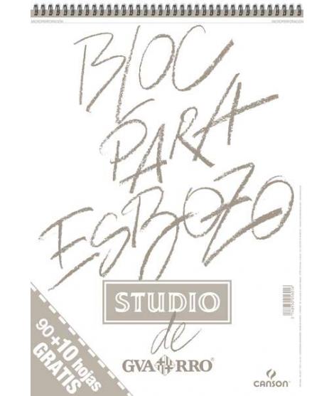 Canson Bloc para Esbozo A3 90+10 Hojas Gratis - Grano Ligero 90gr - Formato Album con Espiral Microperforado - Color Blanco Natu