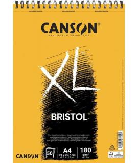 Canson Bloc XL Bristol Extraliso A4 de 50 Hojas 180gr - Acabado Satinado - Muy Resistente - Color Blanco