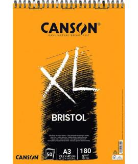 Canson Bloc XL Bristol Extraliso A3 de 50 Hojas 180gr - Acabado Satinado - Muy Resistente - Color Blanco