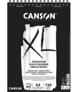 Canson XL Black Bloc de 40 Hojas A4 150g - Grano Fino - Espiral Microperforado - Color Negro