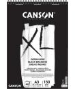 Canson XL Black Bloc de 40 Hojas Negras 150g A3 - Grano Fino - Espiral Microperforado