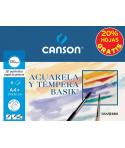 Canson Minipack de 6 Hojas Acuarela Basik 24x32 370g - 20% Hojas Gratis - Color Blanco