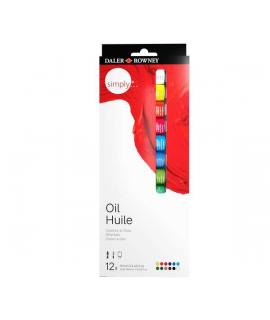 Daler Rowney Simply Pack de 12 Pinturas Oleo 12ml - Excelente Resistencia a la Luz - Colores Surtidos