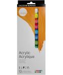 Daler Rowney Simply Pack de 12 Pinturas Acrilicas 12ml - Secado Rapido - Optima Cobertura - Mezclables - Colores Surtidos