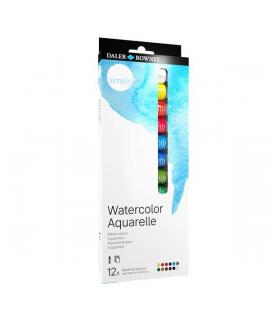 Daler Rowney Simply Pack de 12 Acuarelas 12ml - Se Humedecen Facilmente - Colores Surtidos