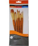Daler Rowney Simply Pack de 7 Pinceles Sinteticos - Diseño Ergonomico - Oro Taklon - Color Naranja
