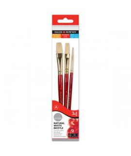 Daler Rowney Simply Pack de 3 Pinceles de Pelo Natural T-2 - Cerda Blanca - Diseño Ergonomico - Color Marron