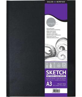 Daler Rowney Simply Cuaderno de Dibujo Cosido A3 54 Hojas 100g/m2 - Cubierta Rigida - Color Blanco